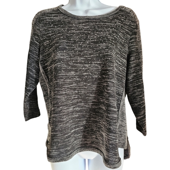 NWOT PM Rebecca Malone Petites black and gray sequin top - Picture 1 of 2